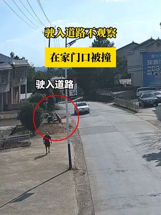 驶入道路不观察,在家门口被撞 #交通安全 #安全驾驶文明出行