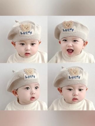 儿童贝雷帽秋冬季韩版小熊婴幼儿男童针织毛线画家帽潮公主帽洋气#儿童贝雷帽 #秋冬时尚 #韩版小熊帽 #婴幼儿服饰 #可爱穿搭