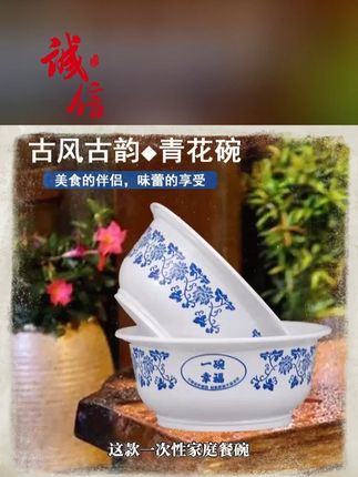 九块九40个青花碗,聚餐不洗碗真香!#佳成光一次性碗
