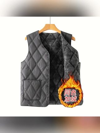 中老年加绒加厚棉马甲男士马夹保暖爸爸装宽松老人背心坎肩秋冬款#中老年服饰 #秋冬保暖 #男士马甲 #爸爸装 #宽松背心