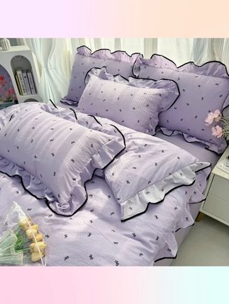 少女心云感纱花边四件套非全棉纯棉被套床单人宿舍学生三件套加厚#少女心四件套 #学生宿舍用品 #云感纱床品 #床上三件套 #加厚床品