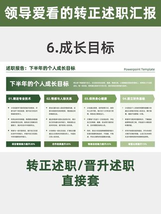 转正述职汇报,得让领导知道你干了很多活! 笔记同款页面可在@序言PPT研究室 购买 ppt模版一共有350页 支持一键换色,所有元素内容都可编辑,模板持续更新! #ppt #ppt模版 #述职PPT #工作总结 #项目汇报