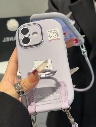 香芋紫Kitty酱支架挂绳适用苹果17手机壳iPhone16小米vivoppo华为#手机壳挂绳 #香芋紫 #Kitty酱 #可爱风 #手机配件