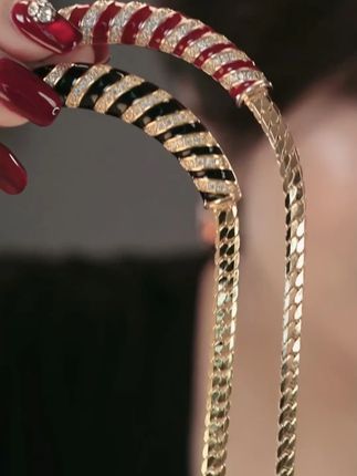 铜项链 重工高级感轻奢滴油蛇骨项链套装复古几何形耳饰品#好物推荐 #好物激励 #宝妈必备 #我要上热门 #上热门