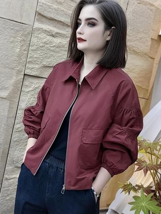 早秋外套女时尚百搭女士宽松洋气显瘦休闲短款夹克短外套上衣#春秋季新款 #时尚百搭短款夹克外套#夹克外套 夹克外套#品质女装 品质女装
