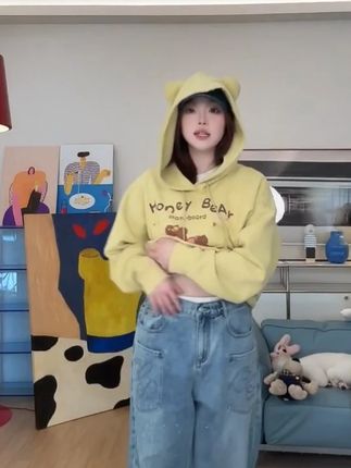 晶咕【钻钻裤!】美式复古烫钻高腰阔腿牛仔裤 #微胖女生韩系ootd推荐 #大码搭配 #谁穿谁好看系列