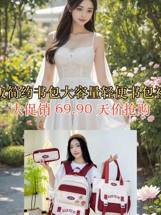 书包女减负初中生大容量简约高中生轻便韩版 #韩版 #初中生 #减负