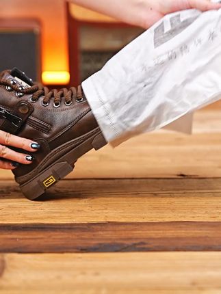 穿了就舍不得脱的鞋子,隐形增高5cm,防滑耐磨,适合各种路况 #好鞋推荐 #百搭鞋子 #商务休闲 #马丁靴 #工装靴