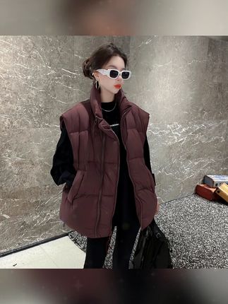 胖mm大码秋冬棉服马甲女双拉链外搭宽松背心马夹潮611 #温柔系马甲  #保暖第一名  #胖mm大码秋冬马甲 #宽松背心马夹