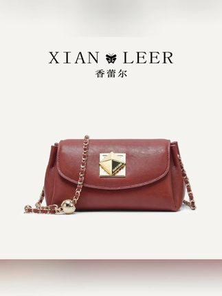 XIANLEER香蕾尔包包真皮小众设计感枕头包新娘斜跨链条单肩包红色#包包种草 #美包分享 #斜挎包女 #秋冬新款 #包包