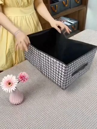 【超值!9,9/3个装】千鸟格收纳盒衣服箱布艺折叠整理衣柜储物超大号