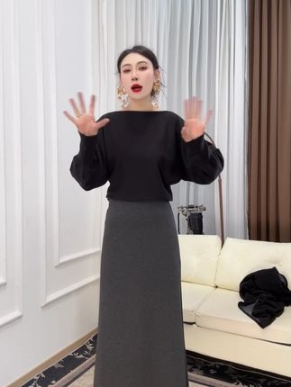 2025秋冬新款法式糯米绒A摆半身裙垂感毛呢长裙子 #显瘦穿搭#显瘦遮肉#服装搭配#谁穿谁好看系列