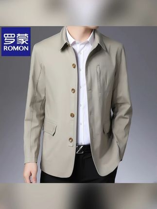 【纯棉】罗蒙春秋季韩版休闲上衣男士高档宽松茄克商务翻领夹克衫潮#男士夹克 #春秋穿搭 #罗蒙男装 #纯棉服饰 #休闲时尚
