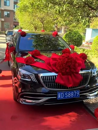 结婚主婚车大红花,布副婚车装饰套装#喜事盈门 #接亲 婚车拉花布置,#囍事婚礼