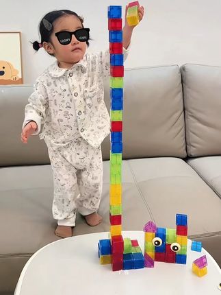 纽奇儿童磁力块积木拼装早教认知立体几何男女孩磁吸玩具生日礼物 #C 教益智玩具 #儿童玩具 #积木搭建 #动手动脑 #生日礼物