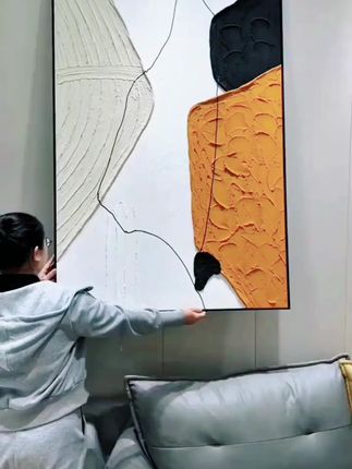 艺饰依橙意-纯手工立体厚肌理画过道简约时尚玄关沙发背景装饰画#沙发背景装饰画 #沙发背景装饰画搭配 #装饰画