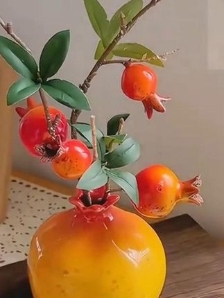 石榴果仿真简约创意室内软装花卉陶瓷花瓶客厅装饰道具拍照#石榴果 #石榴果仿真 #装饰摆件 #客厅摆件推荐 #摆件装饰品
