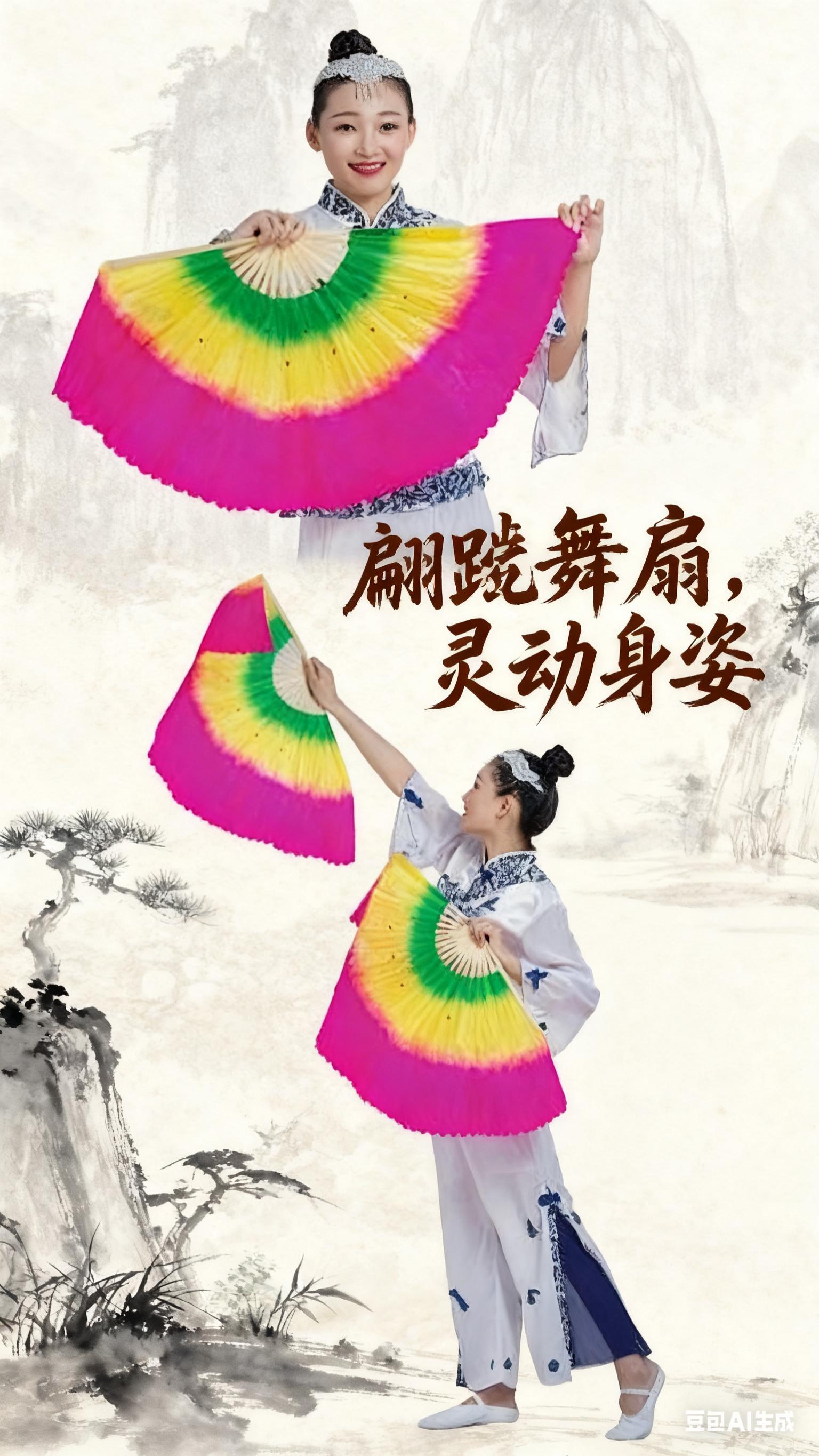 跳舞扇成人舞广场舞双面渐变18根打磨扇骨。#扭秧歌扇子 #舞蹈扇子 #扇子舞 #广场舞扇子 #跳舞扇子