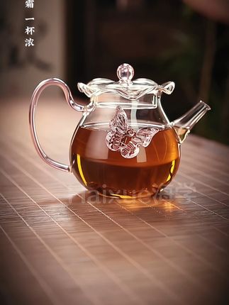 新款高硼硅耐热花口蝴蝶玻璃壶女士精致花果茶壶泡茶器#茶壶 #泡茶器 #高端茶器 #召唤茶友 #品茶静心