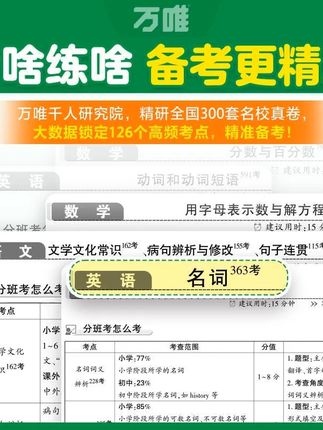 万唯中考新初一分班考2025暑期小升初衔接入学试卷预科必刷题学霸 #中考必备 #小升初衔接 #学霸必刷题