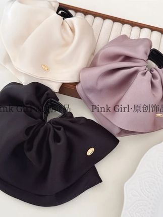 Pink Girl Z828原创新款纯色马尾抓夹5cm缎面百搭优雅南瓜抓发饰#头饰发饰 #头饰 #抓夹 #马尾抓夹 #百搭发夹