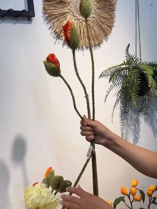 掬涵仿真虞美人装饰花艺果实客厅桌面地面东南亚风#仿真虞美人 #装饰花艺 #客厅装饰 #东南亚风 #桌面装饰