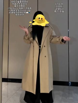 高个子胖mm200多斤女加长宽松大码风衣外套春秋季过膝超长款大衣#品质女装 #显瘦穿搭 #风衣 q