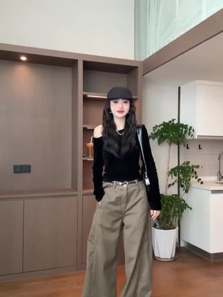 #秋季新款 轻奢设计感气质长袖上衣#休闲百搭 #时尚洋气 #牛仔裤套装#穿搭分享