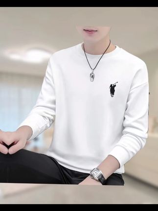 男士春秋棉长袖t恤圆领男款刺绣打底衫 #男生穿搭 #品质男装 #高级感