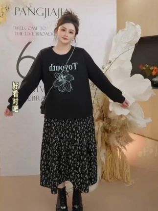 【胖佳佳】秋日小苍兰 时尚雪纺碎花拼接长袖连衣裙女 #品质女装 #显瘦遮肉 #宽松版型 #女装👚 #美衣推荐