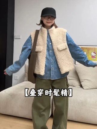 Our2【叠穿时髦精】秋冬季时尚休闲百搭无袖毛马甲#时髦好物ootd #韩系穿搭 #穿搭技巧 #早秋穿搭 #毛茸茸