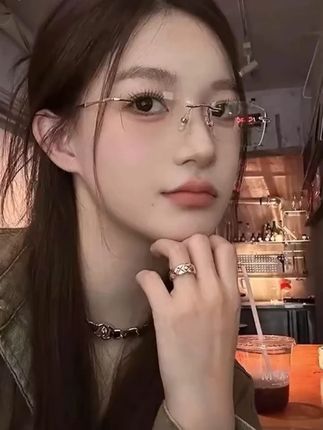 超轻纯钛无框眼镜女近视可配度数无边纯欲小方框防蓝光变色眼睛架#纯钛眼镜架 #女款近视镜 #防蓝光变色 #超轻眼镜 #纯欲小方框