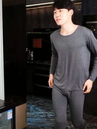 雅鹿男士秋衣秋裤修身内衣套装薄款高弹春秋冬线衣线裤