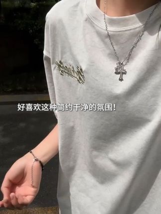美式刺绣冰感短袖男夏季潮牌砂洗凉感百搭五分袖宽松休闲圆领上衣 浅浅的炫耀一下! #短袖t恤 #短袖穿搭 #t恤穿搭 #短袖分享 #ootd穿搭