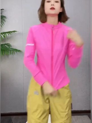 运动原创锦纶广场舞专业速干修身夜光长袖女款休闲薄款透气上衣#外套 #上衣 #长袖外套 #速干外套 #修身外套