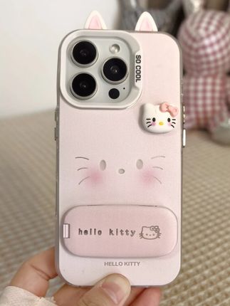 猫耳朵立体粉色手机壳KT猫猫镜子支架 适用苹果15华为vivo小米oppo海绵宝宝公仔电镀大视窗支架手机壳#这个手机壳真的长在我心巴上了 #好物推荐🔥 #粉粉手机壳 #种草好物 #闺蜜分享好物
