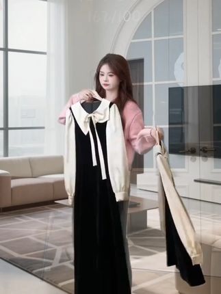 甜美减龄显瘦连衣裙洋气时收腰小黑裙#甜美连衣裙 #减龄穿搭 #显瘦小黑裙 #时尚女装 #收腰裙装