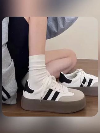 厚底真皮德训鞋女2025年春秋新款休闲小白鞋软底防滑时尚复古 #女鞋 #德训鞋女 #潮鞋推荐 #时尚潮流休闲百搭 #新鞋到了