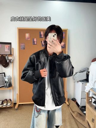 皮衣就是坠好的医美 #秋季穿搭 #皮衣 #中性风 #ootd穿搭 #夹克外套