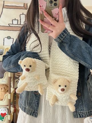 手工diy围巾口袋熊可爱毛线编织器材料包送女生心意礼物#手工diy #编织材料包 #女生礼物 #可爱好物 #毛线编织