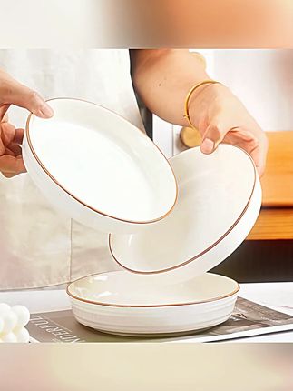 2024新款釉下彩陶瓷盘子菜盘家用饭盘餐具高级感炒菜碟子深盘餐盘#陶瓷餐盘 #家用餐具 #2024新款 #厨房餐具 #高级感盘子