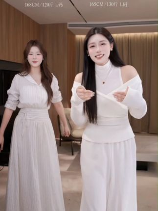 【古早美女】温与柔温柔系穿搭假两件交叉收腰显瘦上衣套装#又美又飒 #小个子显高显瘦穿搭 #轻奢女装 #穿搭 #优雅知性