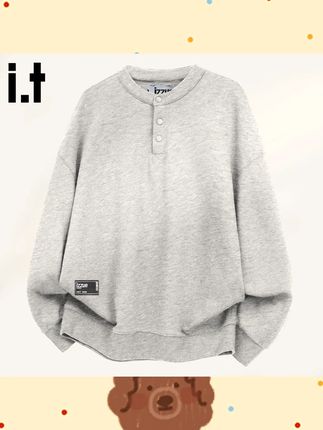 it izzue高级感亨利领卫衣男女同款2025新款宽松慵懒风男士上衣服#高级感卫衣 #亨利领卫衣 #男女同款 #宽松风格 #itizzue