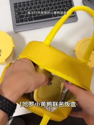 哈罗小黄鸭联名款分隔套装饭盒可微波烤箱上班族居家日用高硼硅