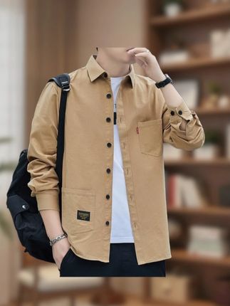 宽松工装衬衫 #抗皱科技 #立领外套 #日系叠穿 #多功能袋 #跨季单品