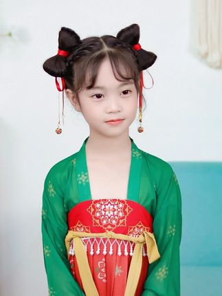 娃穿汉服总缺发型?两条丝带+蝴蝶结造型,萌翻了! #汉服发型