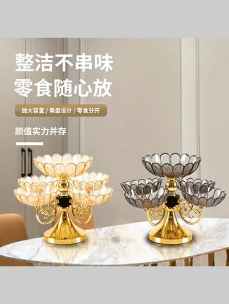 #水果盘#旋转果盘欧式豪华水果盘客厅高端上档次旋转果盘多层零食糖果盘家用厅茶几#果盘