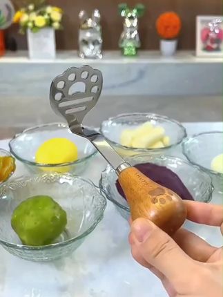 树可设计可小熊压泥器不锈钢宝宝辅食土豆捣泥器实木可立dr