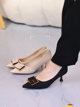 活动、会议场合总发愁?达芙妮黑色通勤高跟鞋,职业女士快冲 #高跟鞋 #轻奢高跟女鞋推荐 #春款单鞋 #春夏新款 #好穿又百搭