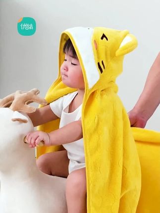 儿童浴巾带帽斗篷浴袍宝宝新生婴儿浴巾冬款珊瑚绒洗澡大毛巾包裹#儿童浴巾 #带帽斗篷 #珊瑚绒浴巾 #宝宝用品 #婴儿洗澡巾
